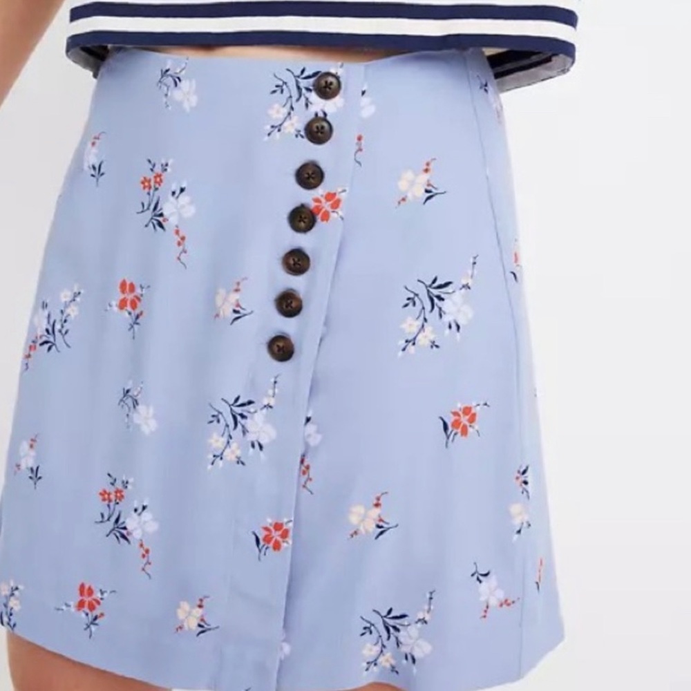 Madewell Periwinkle Side Button Mini Skirt in Aloha Floral 4
